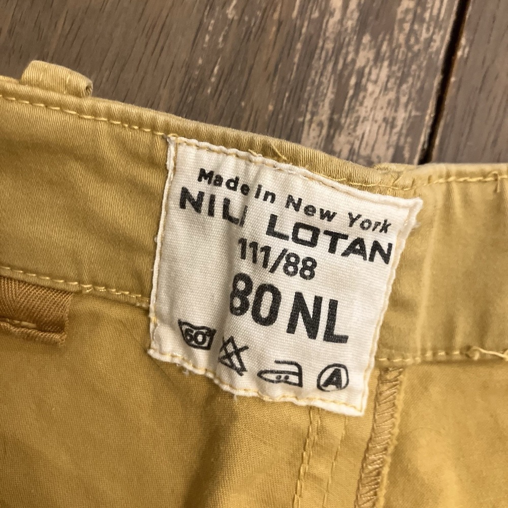 Nili Lotan New York Jenna Pants Womens 4 Yellow Camo Pocket Casual 29x27 Raw Hem - Picture 3 of 10